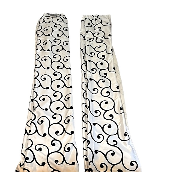 Black & White Swirl Flocking Curtains 95x56Embroidered Modern Elegant Drapes - Picture 2 of 3